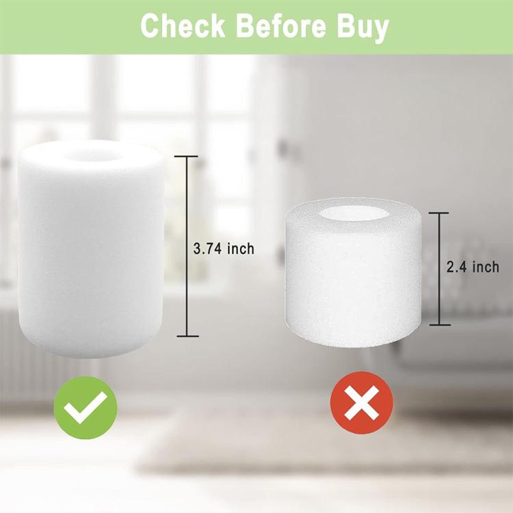 Foam filter cylinder pair with different heights for vacuum replacement