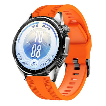 Double-Sided Honeycomb Texture Pin Buckle Solid Color Silicone Watch Band, 22mm