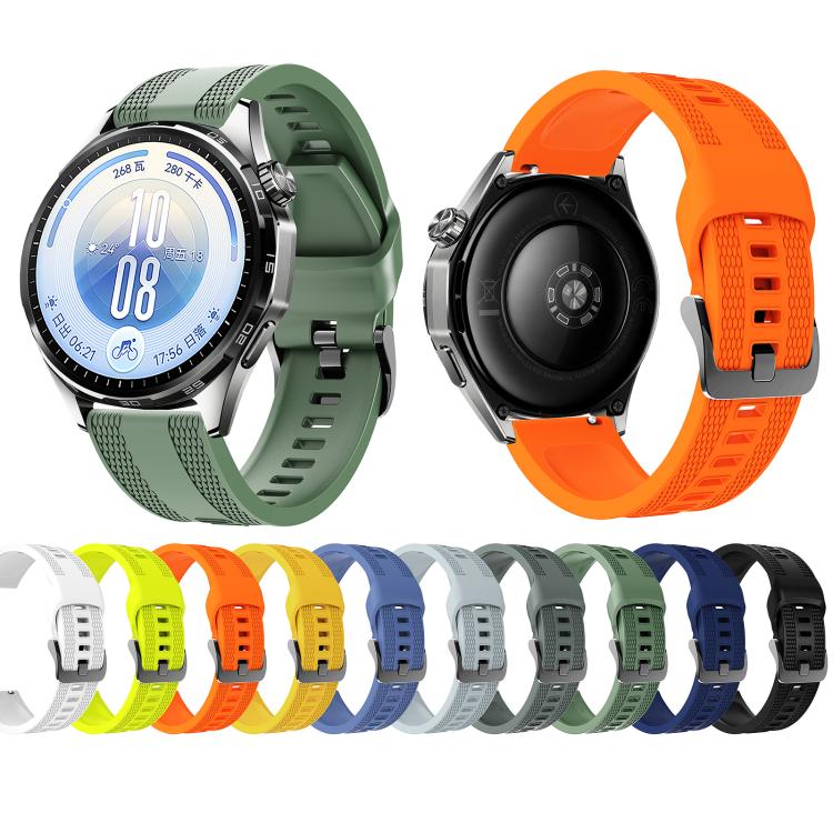 Double-Sided Honeycomb Texture Pin Buckle Solid Color Silicone Watch Band, 22mm