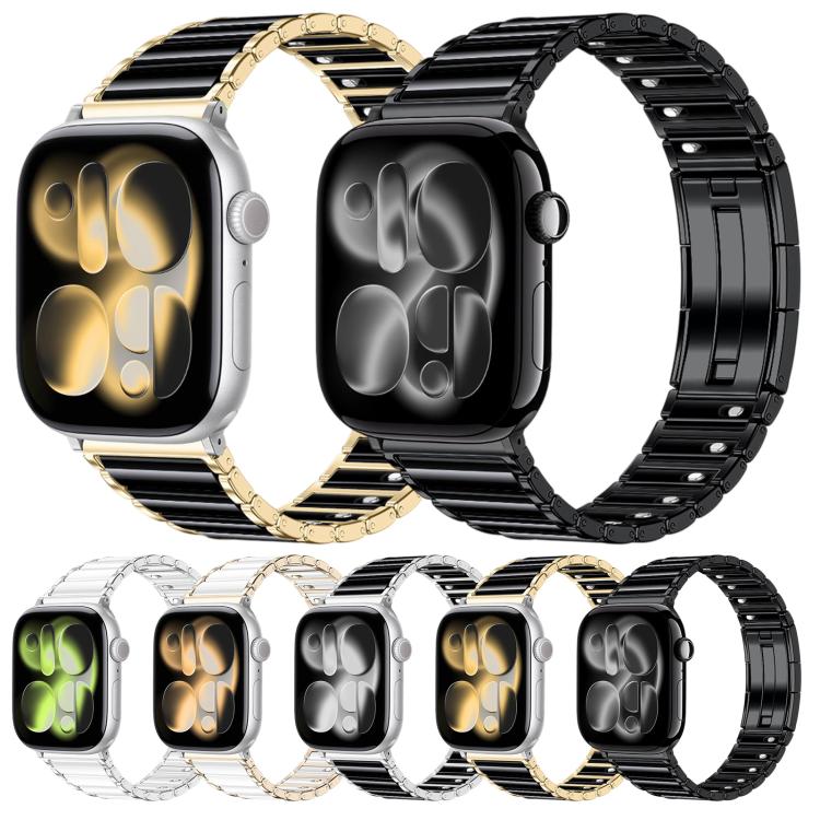 Ceramic Quick Release Folding Clasp Stainless Steel Watch Band, For Apple Watch 46mm / 49mm / 45mm / 44mm, For Apple Watch 42mm / 41mm / 40mm / 38mm