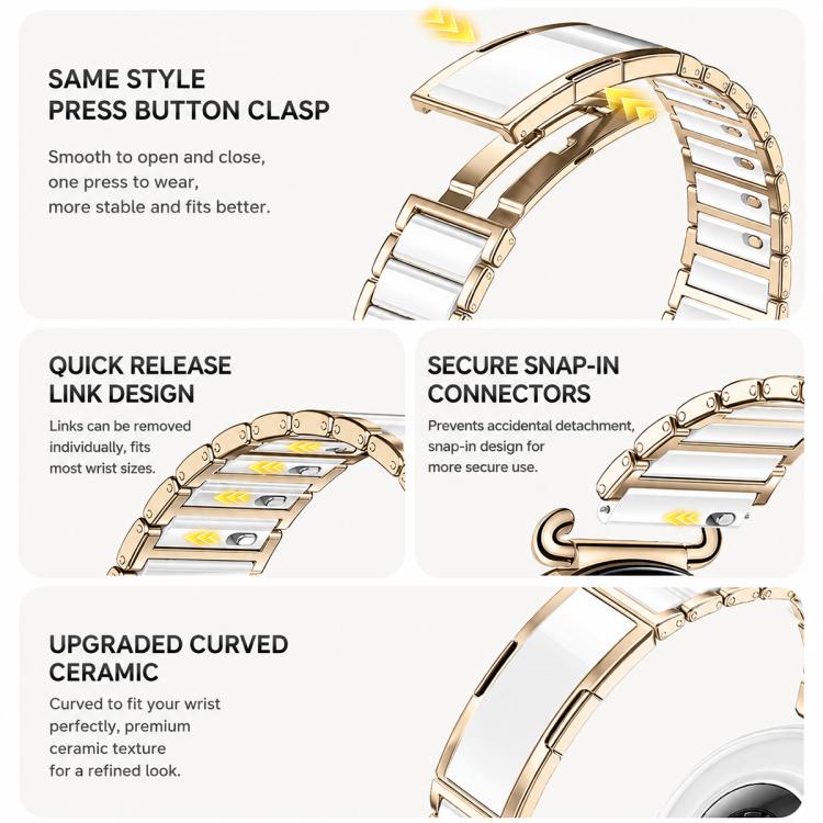 Ceramic Quick Release Folding Clasp Stainless Steel Watch Band, For Apple Watch 46mm / 49mm / 45mm / 44mm, For Apple Watch 42mm / 41mm / 40mm / 38mm