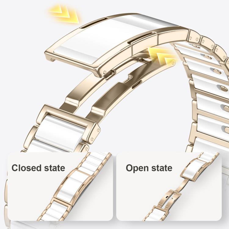 Ceramic Quick Release Folding Clasp Stainless Steel Watch Band, For Apple Watch 46mm / 49mm / 45mm / 44mm, For Apple Watch 42mm / 41mm / 40mm / 38mm