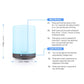 Ultrasonic essential oil diffuser with mist and light buttons, translucent top, dark base
