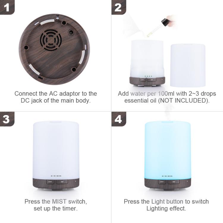 Ultrasonic essential oil diffuser base with air vent and DC jack access panel