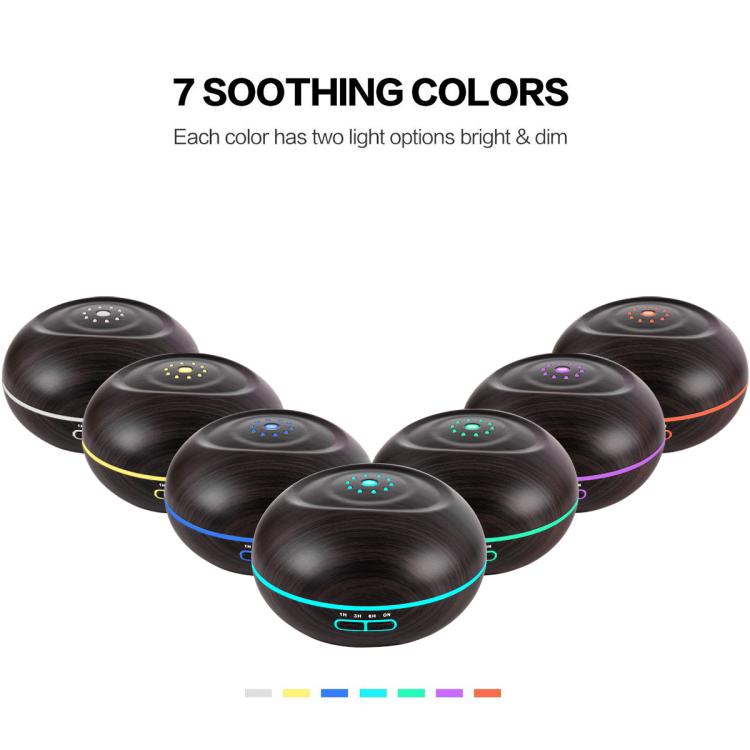 500ml Aromatherapy Diffuser Large Capacity Ultrasonic Essential Oil Humidifier with 7 Colors LED Lights, UK Plug, US Plug, AU Plug, EU Plug