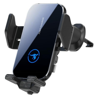 Qi wireless car charger phone holder for air vents, black mount with rotatable cradle