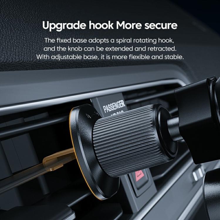 Car vent wireless charger holder with secure rotating hook and textured knob base