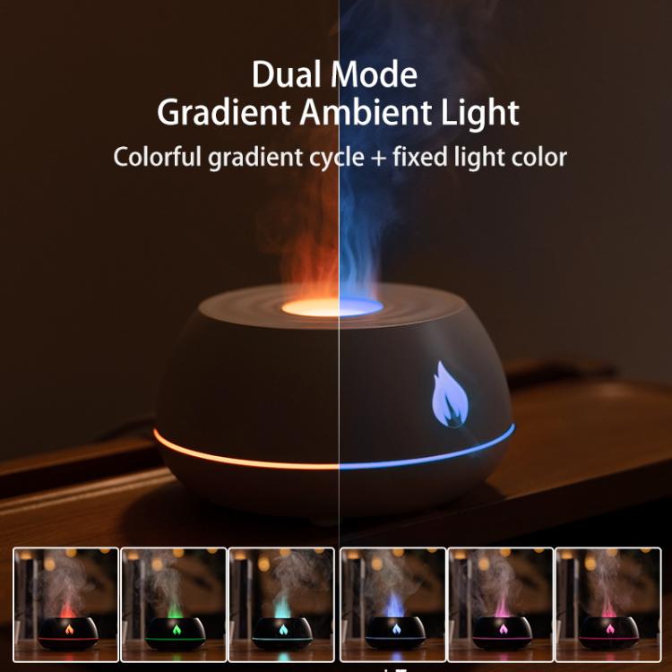 Flame Essential Oil Diffuser 130ml Ultrasonic Aromatherapy Humidifier, 7 Color Gradient Light, Black, White