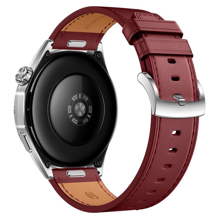 Press Button Pin Buckle Flat Tail Genuine Leather Watch Band, 18mm