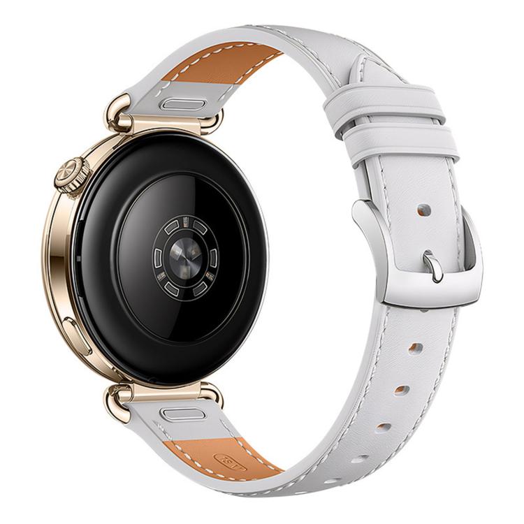 Press Button Pin Buckle Flat Tail Genuine Leather Watch Band, 18mm