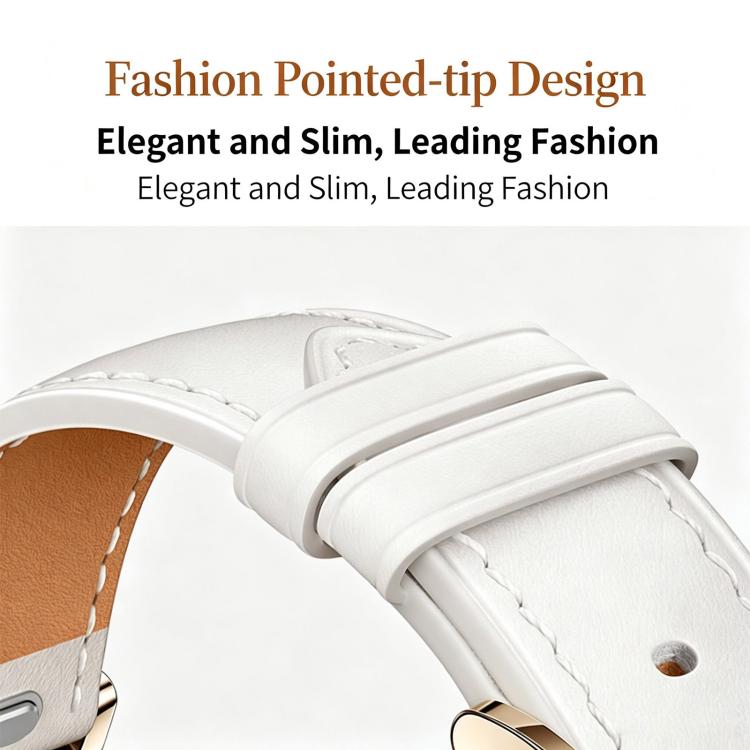 Press Button Pin Buckle Flat Tail Genuine Leather Watch Band, 18mm