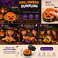 Orange pumpkin dumpling squishy stress relief toy with jack-o'-lantern face