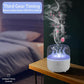 Small white aroma diffuser with rotating jellyfish effect on a nightstand