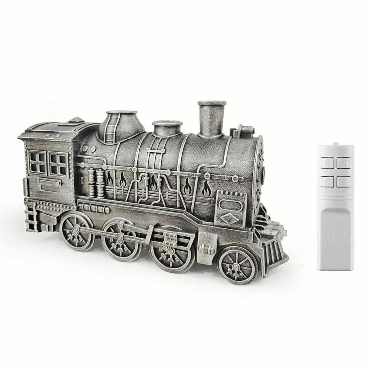 Gray metal-look train aroma diffuser humidifier with remote control