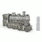 Silver train-shaped vintage humidifier on display with side panel detailing