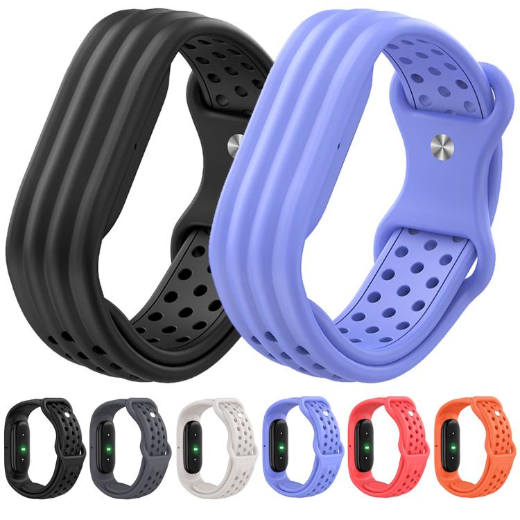 Butterfly Buckle Perforated Solid Color Silicone Watch Band, For Google Fitbit Air