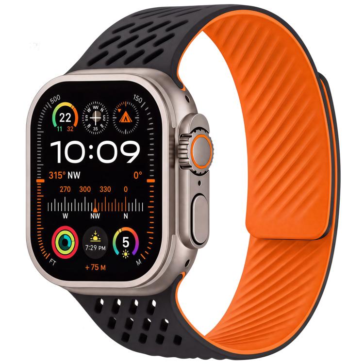 Diagonal Texture Perforated Magnetic Silicone Watch Band, For Apple Watch 46mm / 49mm / 45mm / 44mm, For Apple Watch 42mm / 41mm / 40mm / 38mm