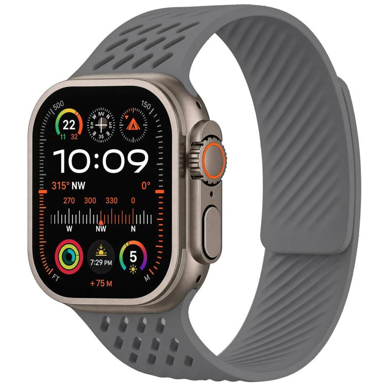 Diagonal Texture Perforated Magnetic Silicone Watch Band, For Apple Watch 46mm / 49mm / 45mm / 44mm, For Apple Watch 42mm / 41mm / 40mm / 38mm