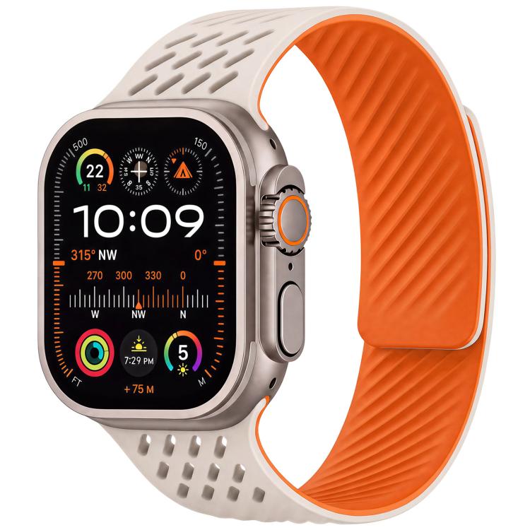 Diagonal Texture Perforated Magnetic Silicone Watch Band, For Apple Watch 46mm / 49mm / 45mm / 44mm, For Apple Watch 42mm / 41mm / 40mm / 38mm
