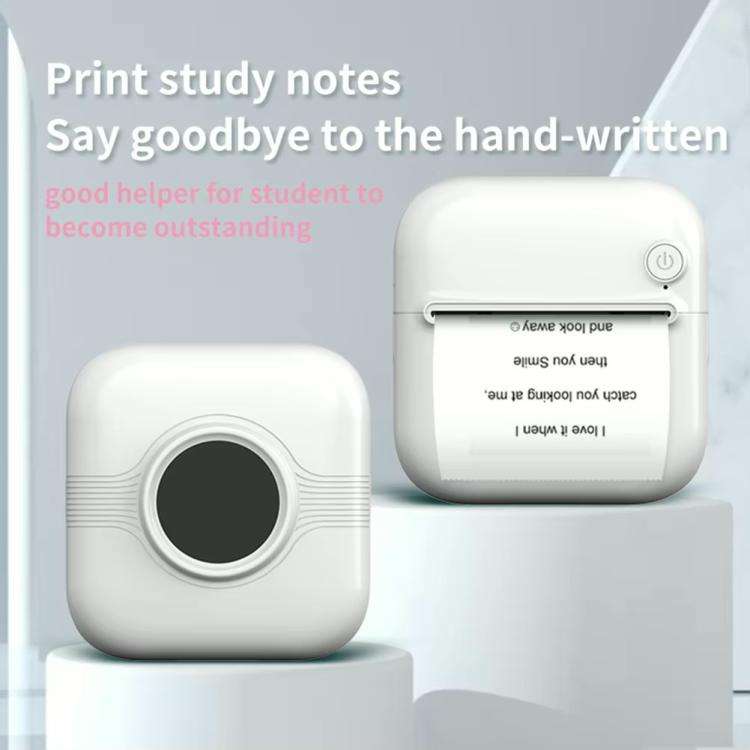 Mini thermal sticker printer, two units on stands with print slot visible