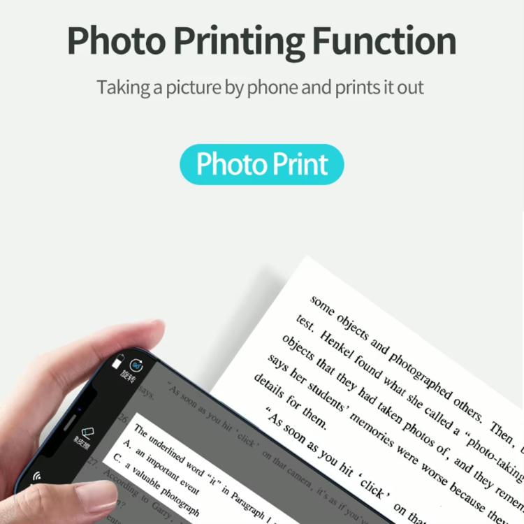Phone printing to mini thermal printer, showing photo printing concept