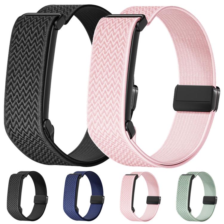 Metal Frame Magnetic Clasp Wave Pattern Elastic Nylon Watch Band, For Google Fitbit Air