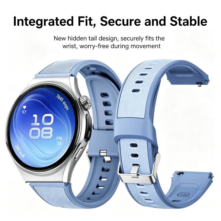 Hidden Tail Design Vertical Stripe Silicone Watch Band, 22mm
