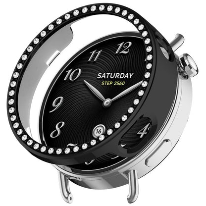 Single Row Diamond Half Coverage Hollow PC Watch Protective Case, For Xiaomi Watch S5 41mm Ceramic White