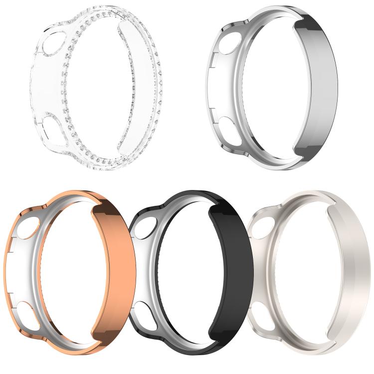 Single Row Diamond Half Coverage Hollow PC Watch Protective Case, For Xiaomi Watch S5 41mm Ceramic White