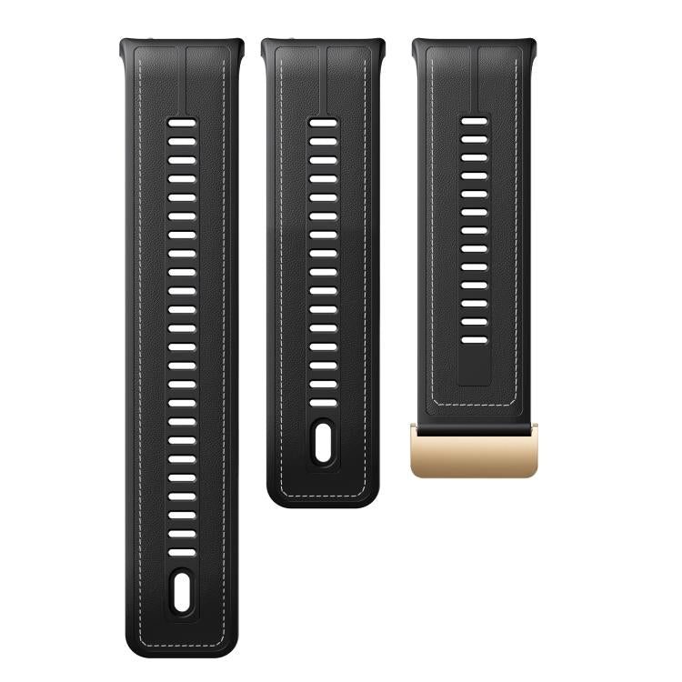 Metal Clasp Silicone Hybrid Genuine Leather Watch Band, For Huawei Watch D3