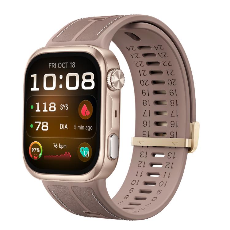 Metal Clasp Silicone Hybrid Genuine Leather Watch Band, For Huawei Watch D3