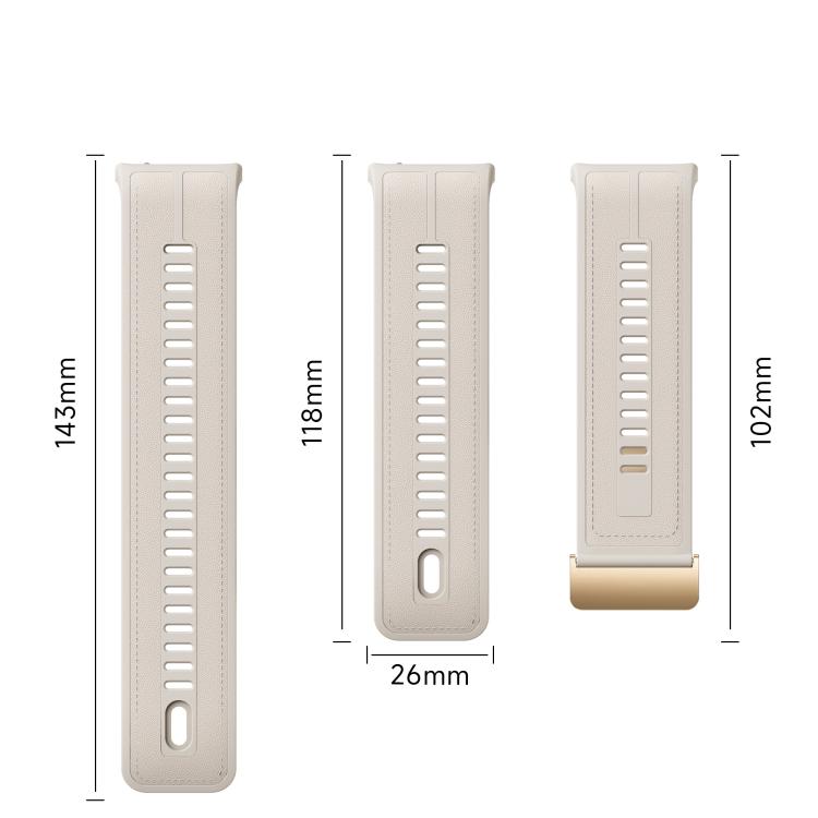 Metal Clasp Silicone Hybrid Genuine Leather Watch Band, For Huawei Watch D3