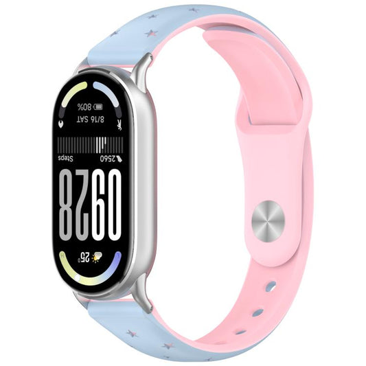 Laser Engraved Star Two Tone Reverse Buckle Silicone Watch Band, For Xiaomi Smart Band 11 / 10 / 9 / 8