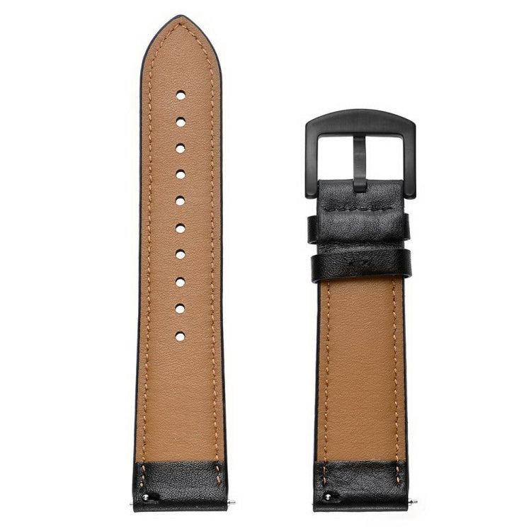 Leather sport watch strap set: tan perforated strap with black buckle clasp