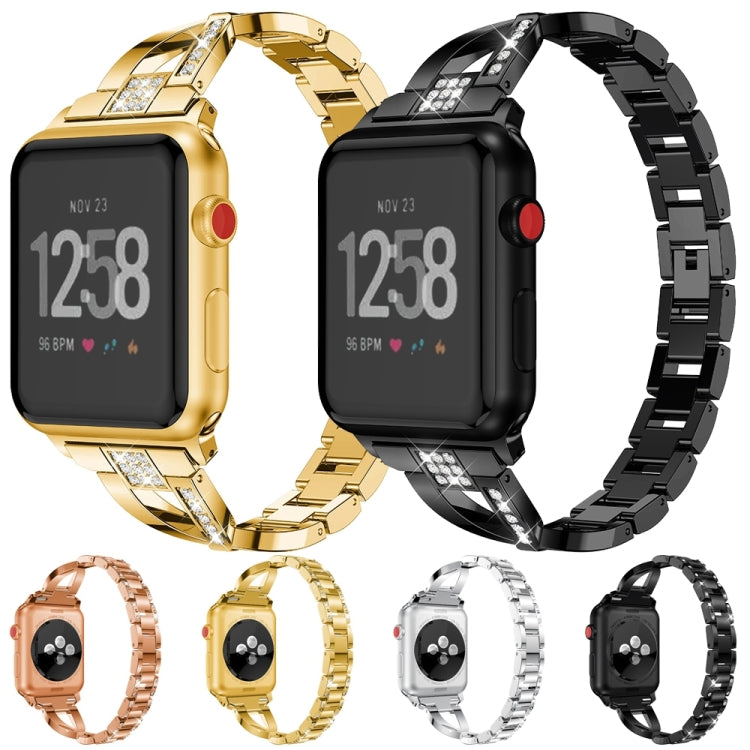 Mixed-color X-shaped metal smartwatch straps set: gold, black, rose gold, silver