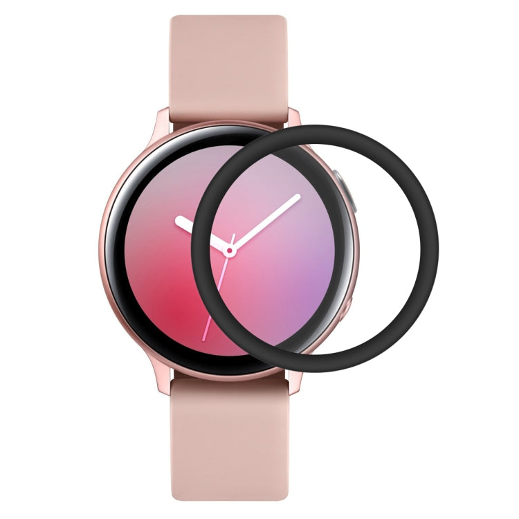 3D full-screen glass protector with soft TPU edge on round Galaxy Watch Active 2 display