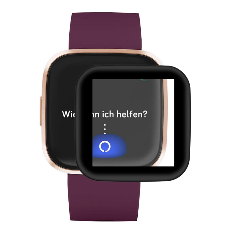 Close-up of 3D soft TPU edge screen protector film on smartwatch with maroon strap