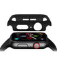 Black full-coverage Apple Watch case with open front and tempered glass over display