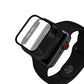Black Apple Watch case with tempered glass protector fitted over watch face