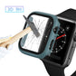 Teal Apple Watch case with tempered glass screen protector, 3D 9H label