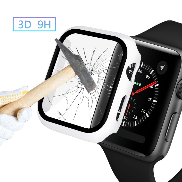 Full coverage tempered glass PC case for 44mm smartwatch, white