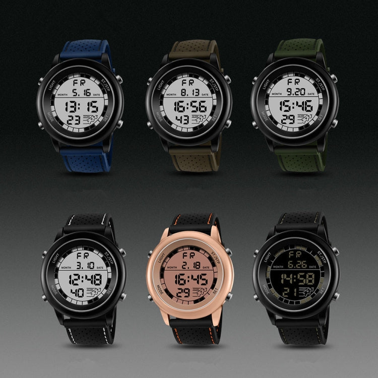 Assorted set of youth digital sports watches with different colored silicone straps