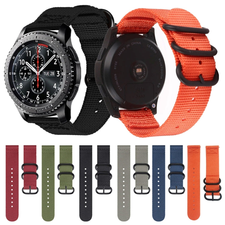 Set of woven nylon watch straps in multiple colors with adjustable holes and buckles