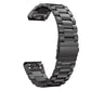 Three-bead stainless steel watch band, black metal links and clasp