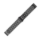 Black three-bead stainless steel watch band links in a straight row