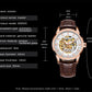 Ochstin automatic mechanical watch with brown leather strap and openwork dial