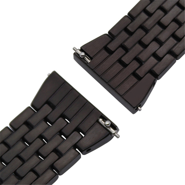 Black metal watch strap with buckle pins and interlocking link ends