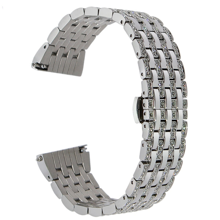 22mm metal watch strap with link bracelet, silver