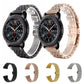Metal watch strap in black and rose gold with rhinestone link accents