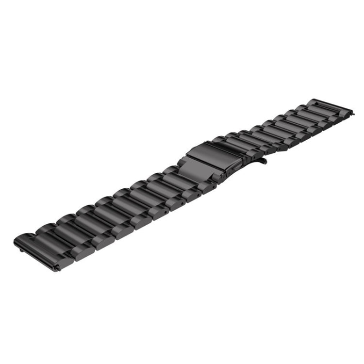 Black stainless steel watch strap with three flat buckle links